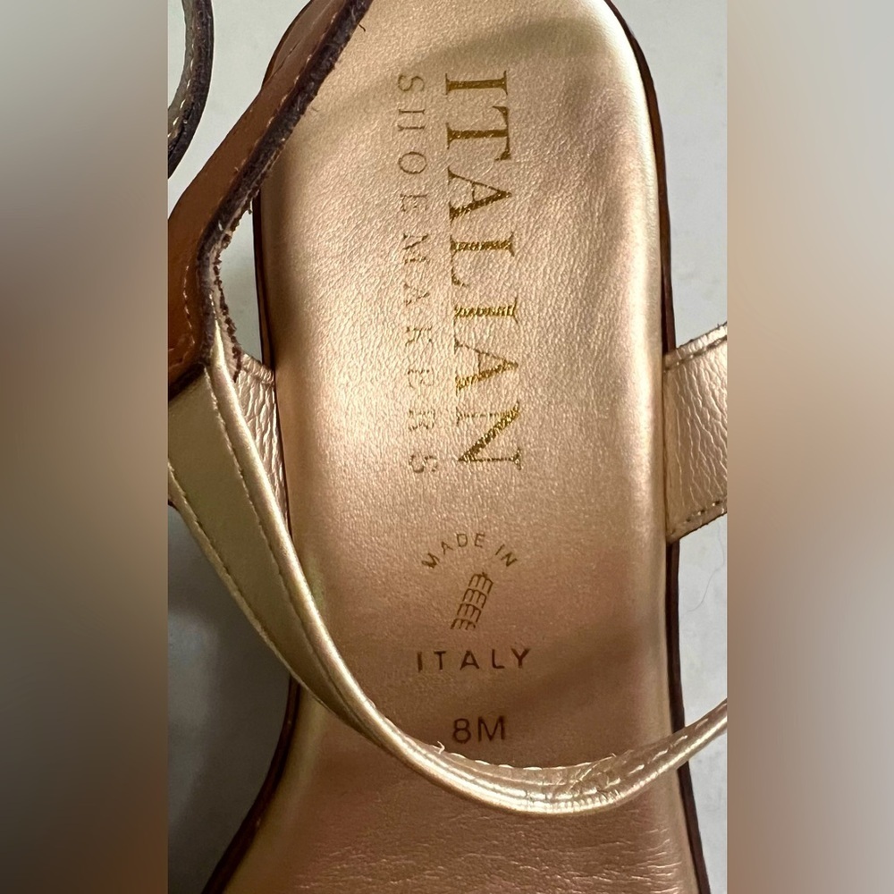 Italian Shoemakers Beaded Wedge Sandal Women 8 Ankle Strap Glam Party - Picture 4 of 6